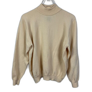 Vintage 90s Mock Neck Merino Wool Sweater Butter Yellow XL Preppy